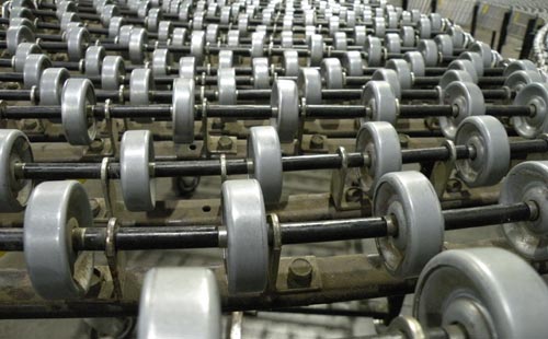 Close up of our roller conveyor.