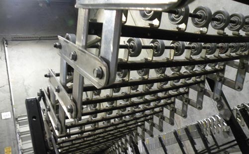 Close up of our roller conveyor from below.